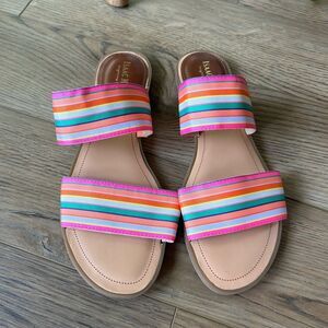 Isaac Mizrahi multicolor stripe ‘Pennylane’ slip on flat sandals size 9